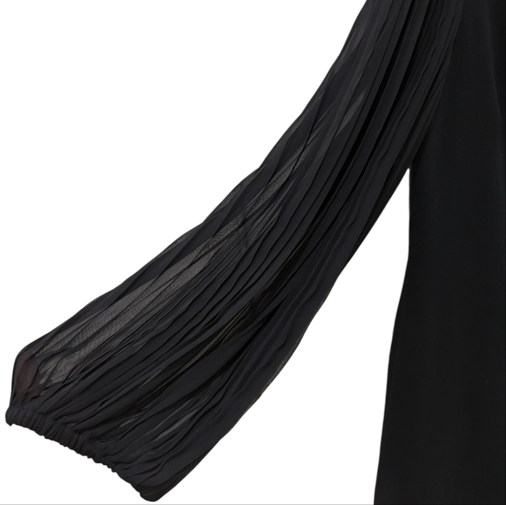 White House Black Market Chiffon Sleeve Black Shift Dress 4 - Picture 6 of 9
